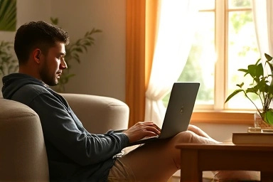 Person earning money from home with data labeling.