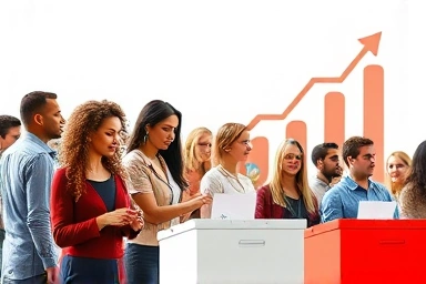 People working at a polling station during an election, earning money.