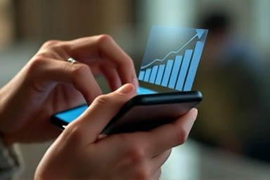 Hands managing an online store on a smartphone.