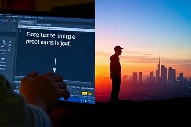 Subtitle editing software and a person symbolizing ambition.