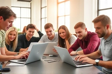 People working on laptops, digital skills, side hustle income