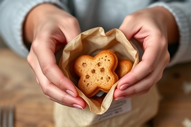 Hands packaging artisanal pet treats with care.