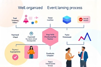 Abstract visualization of successful event planning and client satisfaction