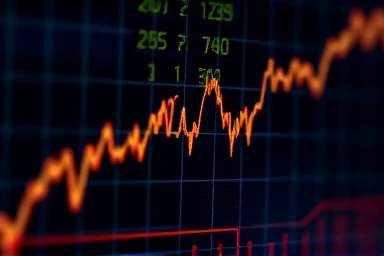 Dynamic stock chart showing rapid profit spikes.