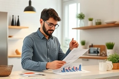 Entrepreneur analyzing shared kitchen business profitability.