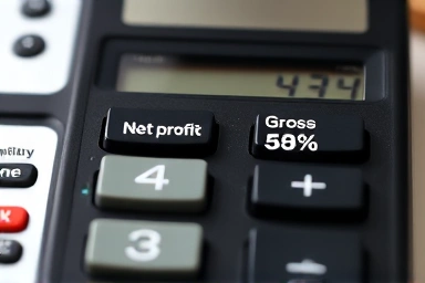 Calculator showing net profit, symbolizing realistic investment returns.