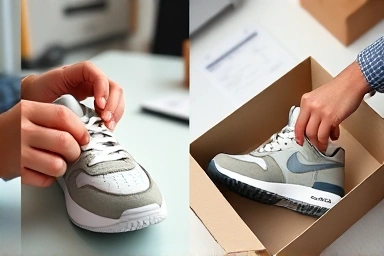Sneaker inspection and shipping process for resale.