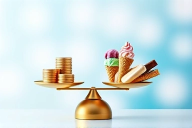 Symbolic representation of investment vs. product variety in ice cream business.