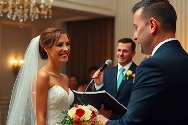Wedding ceremony with singer performing
