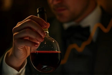 Sommelier examining rare wine bottle, symbolizing investment