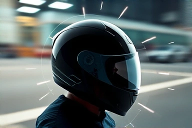 Symbolic shield of protection for a motorcycle rider's head.