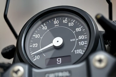 Motorcycle dashboard gear indicator showing downshift