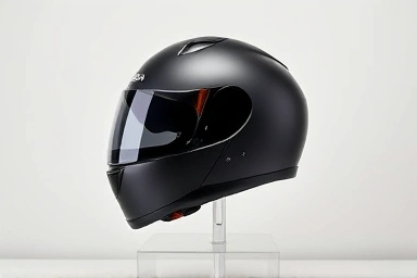 Motorcycle helmet with integrated Bluetooth speaker, aerodynamic design.