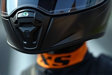 Close-up of a well-fitting motorcycle helmet emphasizing comfort.