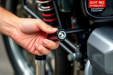 Close-up of sidebag bracket installation on Super Cub, showing clearance