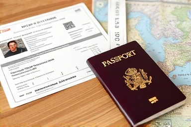 Motorcycle travel documents: license, registration, passport, ferry ticket