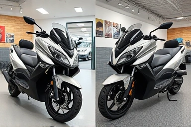 Yamaha NMAX 125 new vs. 3-year-old, showcasing value preservation.