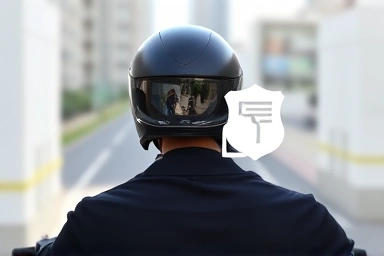 Symbolic representation of motorcycle safety and recorded evidence.