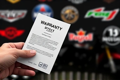 Motorcycle warranty booklet and brand logos