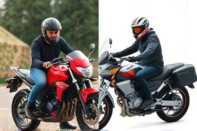 Frustrated rider vs. confident rider, motorcycle battery solution.