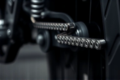 Motorcycle chain with excessive slack, signaling danger.