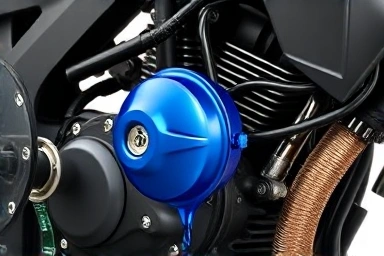 Motorcycle engine cooling system with blue coolant