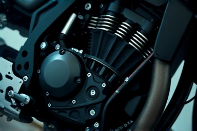 Motorcycle engine internals in motion, raw power, mechanical energy