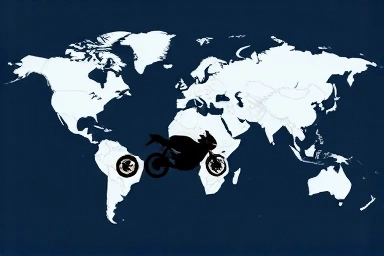 Global motorcycle shipping routes visualized on a map