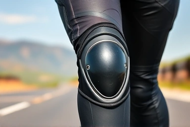 Motorcycle rider's leg with integrated knee protector