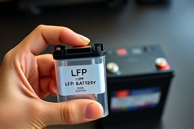 Comparison of lightweight LFP battery vs. heavy lead-acid battery.