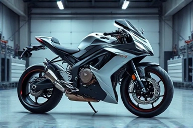 Futuristic motorcycle made of lightweight advanced materials