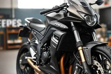 Motorcycle engine with performance air intake.