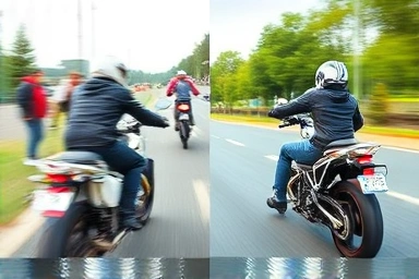 Motorcycle evasion technique: panic vs. controlled reaction.