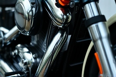 Protected motorcycle chrome, rust-free, after rain