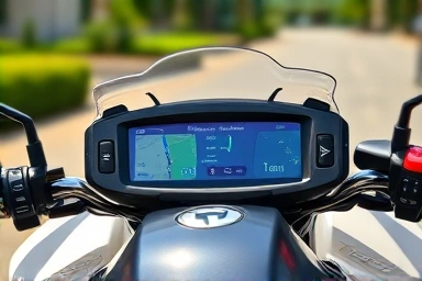 Motorcycle TFT dashboard with navigation and diagnostics