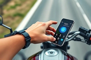 Motorcycle rider connecting smartphone to TFT display