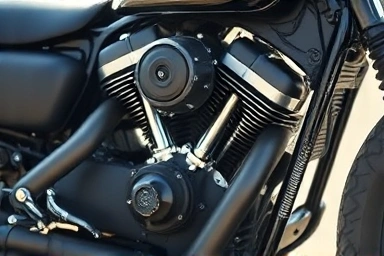 Detailed motorcycle engine with custom parts