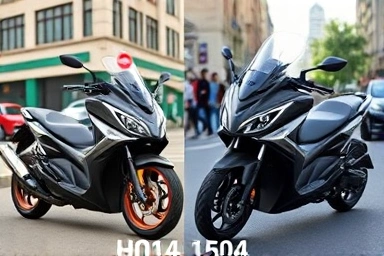 Honda PCX125 and Yamaha NMAX125 parked on a city street.