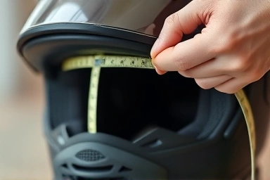 Measuring motorcycle helmet circumference for perfect fit.