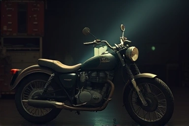 Reviving a forgotten motorcycle with a hopeful light.