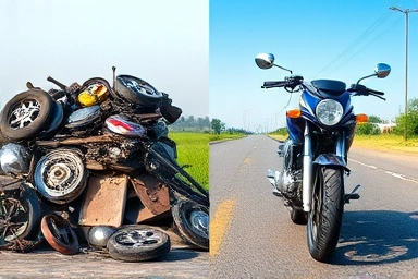 Transformation of scrapped motorcycle parts into a road-ready bike.