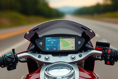 Motorcycle TFT dashboard displaying personalized riding information.