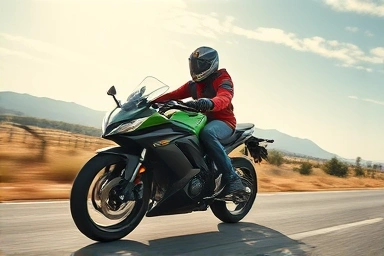 Rider enjoying a popular sport motorcycle on scenic road