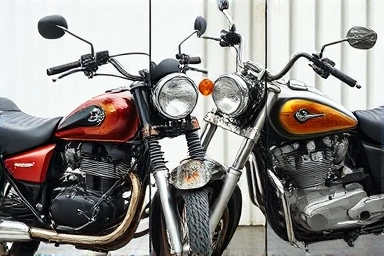 Comparison of well-maintained vs. neglected used motorcycles.
