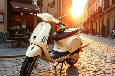 Stylish Vespa Primavera 125cc on Italian street