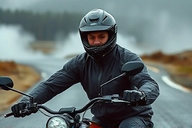 Advanced waterproof windproof motorcycle riding gear in action.