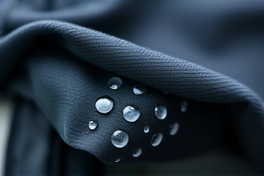 Close-up of high-tech waterproof windproof fabric technology.
