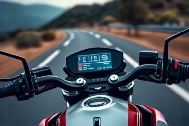 Yamaha MT-09 motorcycle dashboard with advanced electronic display