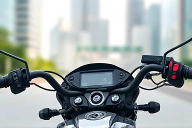Close-up of Zero SR/S electric motorcycle dashboard and controls
