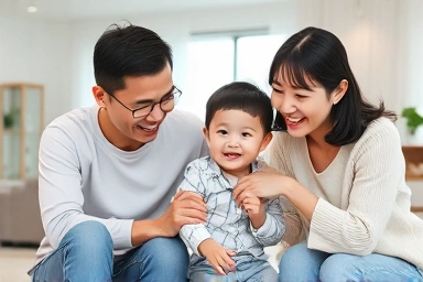 Family receiving childcare support
